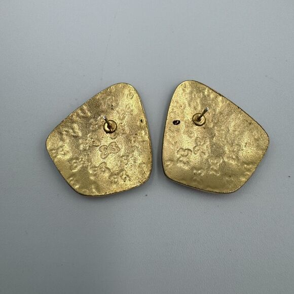 Vibrant Art Deco Revival Black Pink Vintage Enamel Cloisonne Post Earrings - Picture 2 of 2